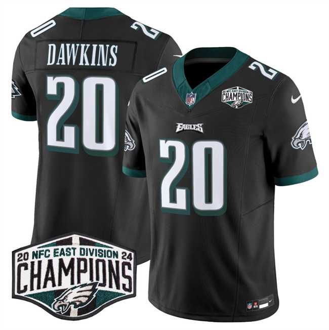 Mens Philadelphia Eagles #20 Brian Dawkins Black 2024 NFC East Champions F.U.S.E. Vapor Untouchable Limited Stitched Jersey